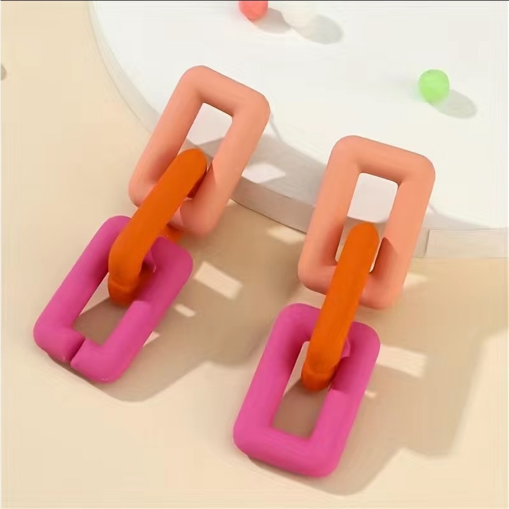Pink / Orange Barbiecore Statement Earrings
